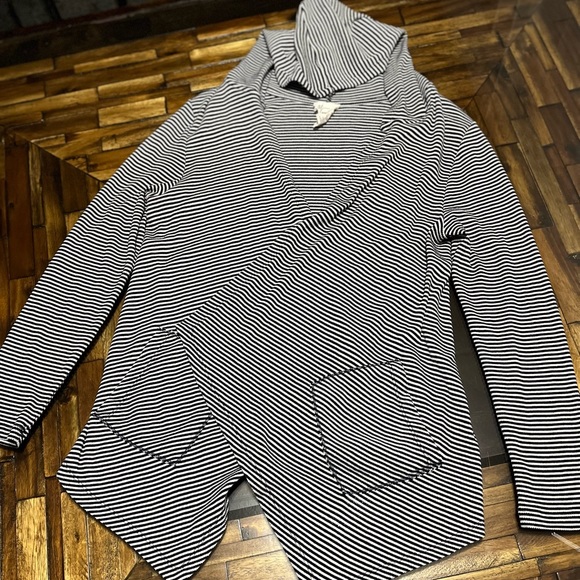 Aj Andrea Jovine Open Front Cardigan Striped Super soft sweater. size large - Picture 2 of 11